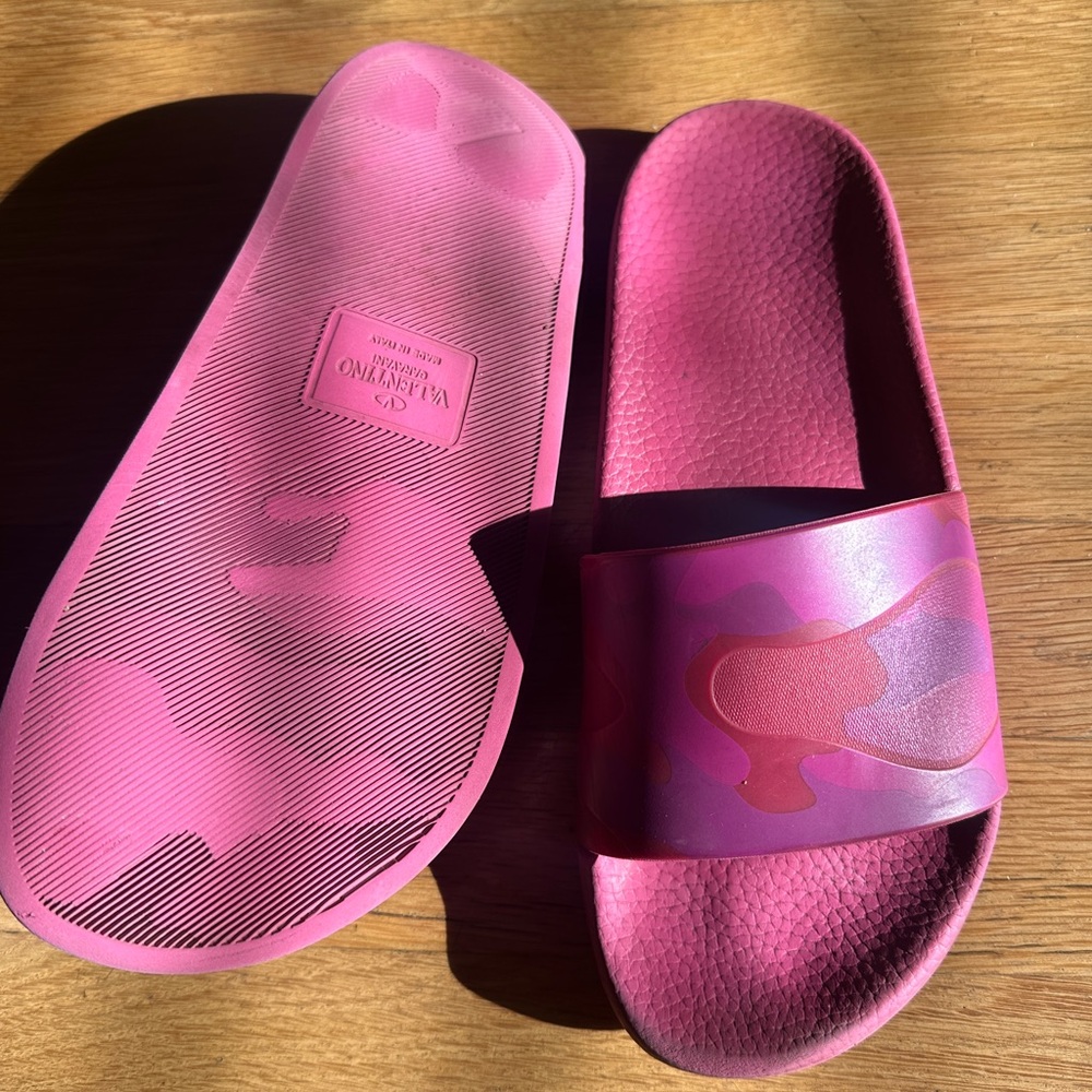 VALENTINO Slippers Sz 38EUR Rubber Pink Camouflage